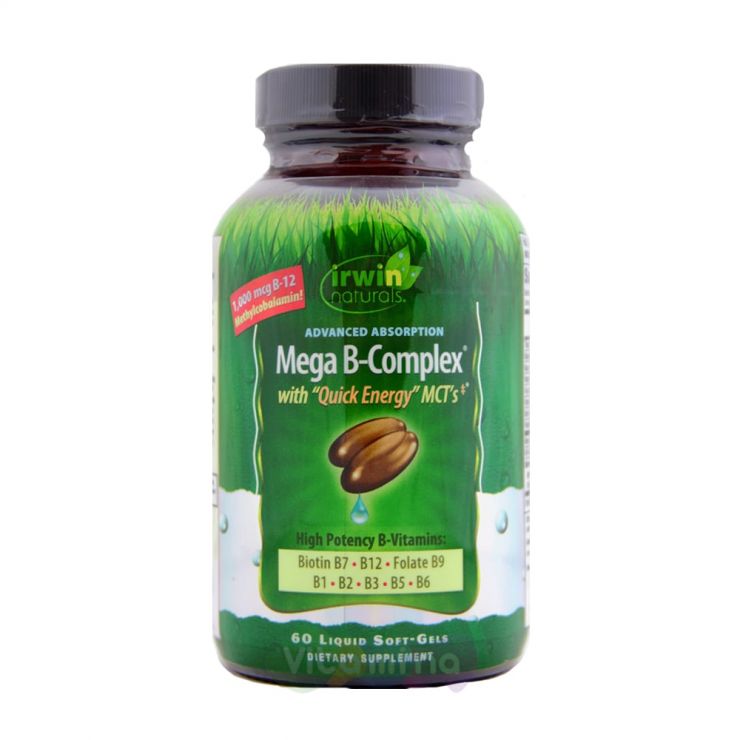 Irwin Naturals Mega B-Complex Комплекс витаминов группы В, 60 капсул