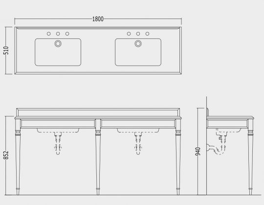 Тумба под раковину Devon&Devon Double claridge Console 180х51 ФОТО