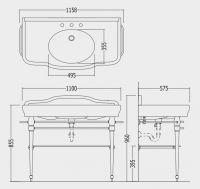 Консоль под раковину Devon&Devon Melody Console 115,8х57,5 схема 2