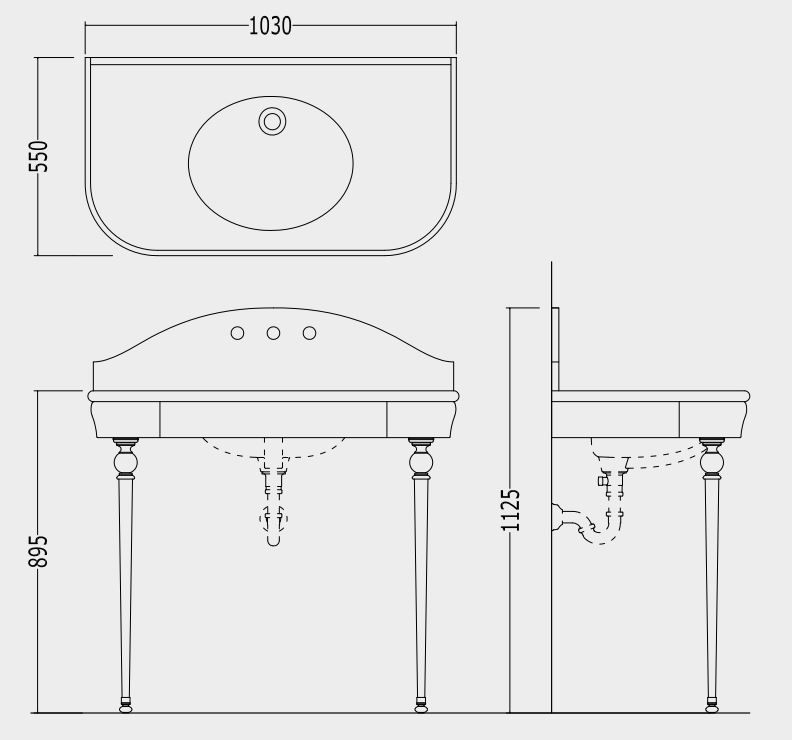 Тумба под раковину Devon&Devon Palace Console 103х55 схема 2