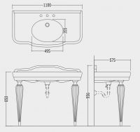 Тумба под раковину Devon&Devon Serenade Ceramic Console 110х57,5 схема 1