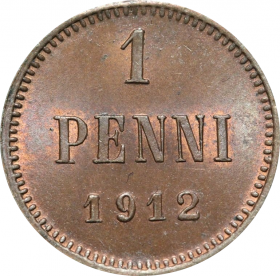 НИКОЛАЙ 2 - Русская Финляндия 1 пенни 1912 года (1596)