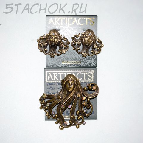 Брошь и серьги "Дама в стиле модерн" (JJ США)