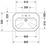 Раковина Duravit 1930 80х55 043880 схема 2