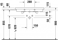 Раковина Duravit 2nd floor шлифованная 80х50 049180 схема 2