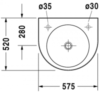 Раковина Duravit Architec без перелива 57,5х52 044958 схема 1