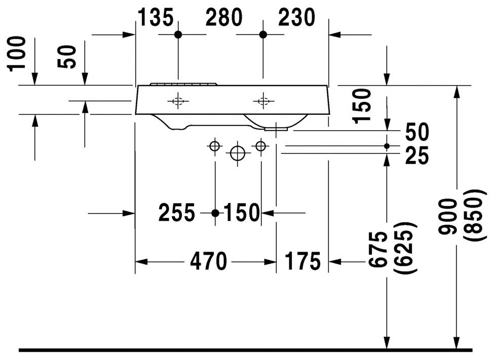 Раковина Duravit Architec диагональная 64,5х41 076565 схема 2