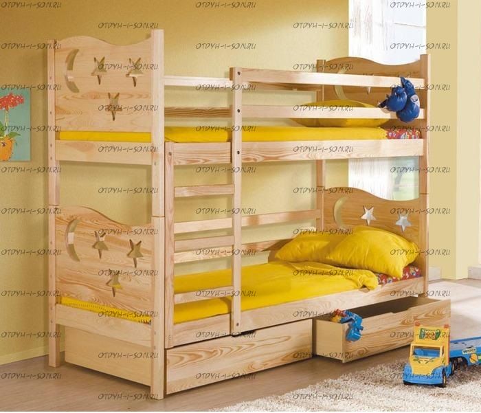 Кровать двухъярусная Звездная массив №Д