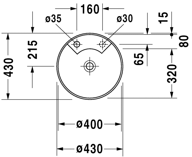 Раковина Duravit Architec встраиваемая 40х40 046240 схема 1