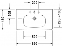 Раковина Duravit D-Code 85х48 035285 схема 1