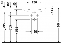 Раковина Duravit DuraSquare шлифованная 60х47 235360 схема 3