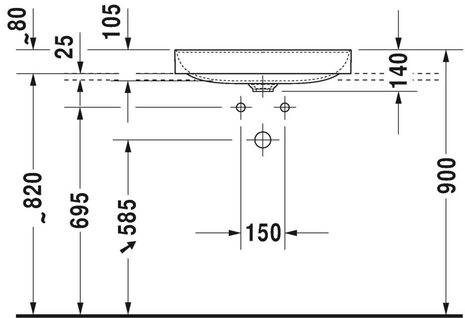 Раковина Duravit DuraSquare шлифованная 60х34,5 235560 схема 2