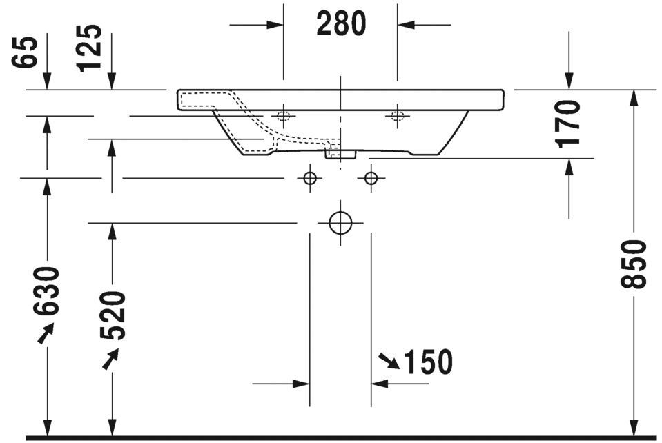 Раковина Duravit DuraStyle 80х48 232080 схема 4