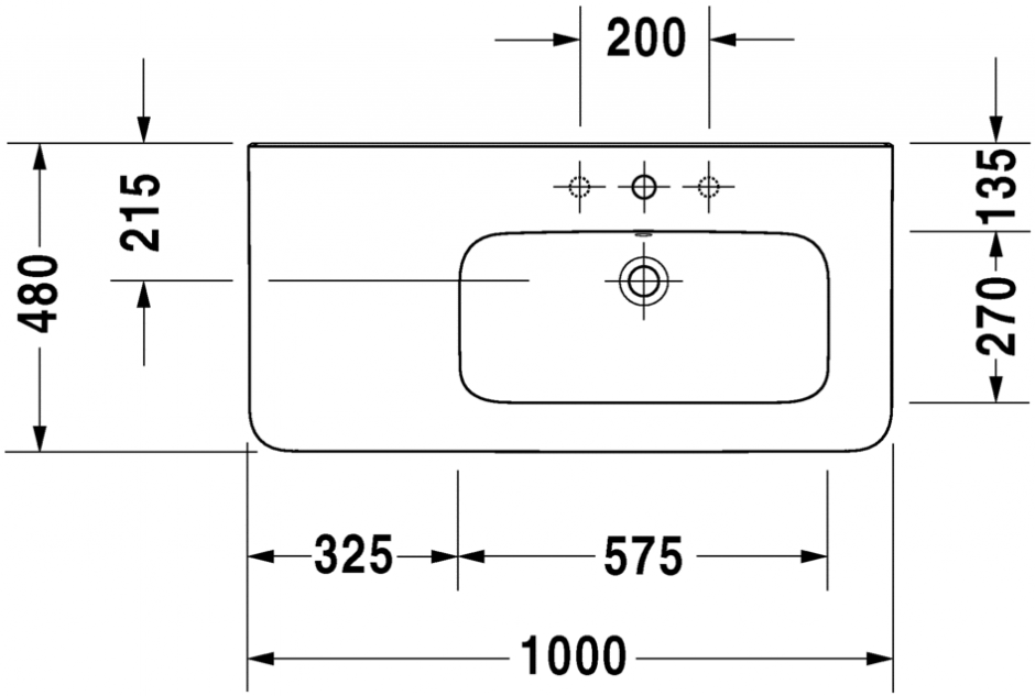 Раковина Duravit DuraStyle асимметричная 100х48 232610 ФОТО