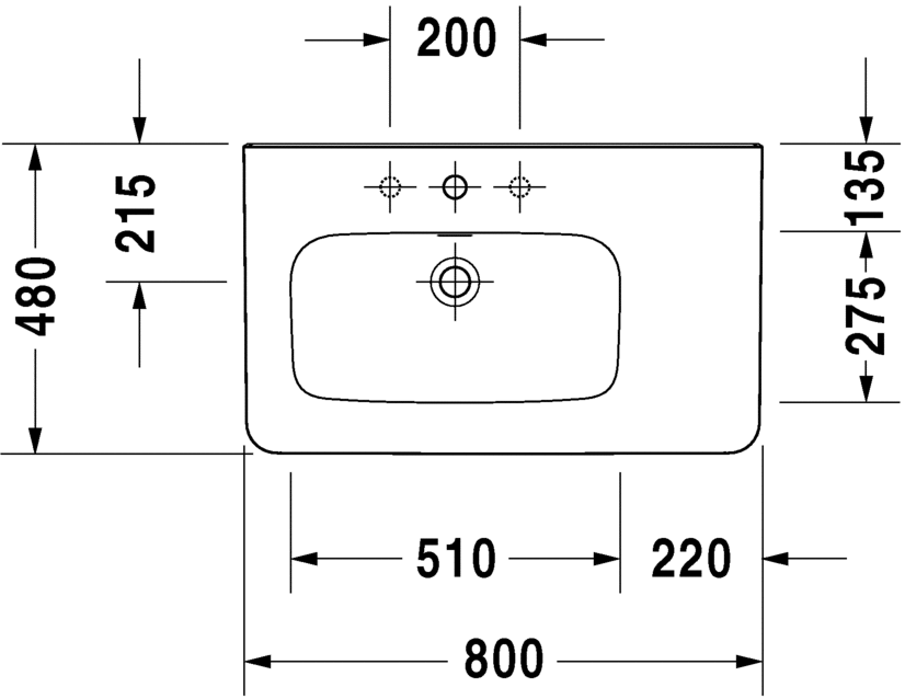 Раковина Duravit DuraStyle асимметричная 80х48 232580 ФОТО