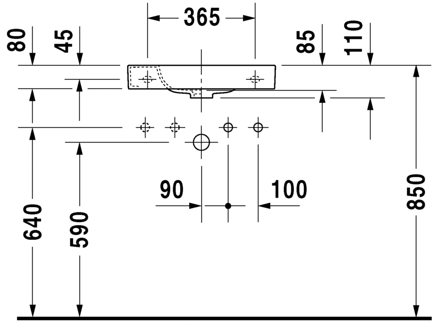 Раковина Duravit Happy D.2 50х22 071150 схема 2