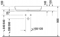 Раковина Duravit Luv шлифованная 80х40 037980 схема 2