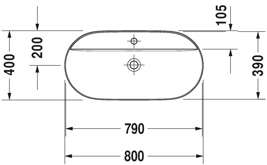 Раковина Duravit Luv шлифованная 80х40 038080 схема 1