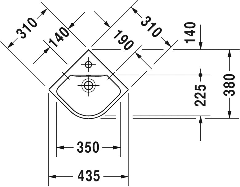 Угловой рукомойник Duravit ME by Starck 43х38 072243 схема 2