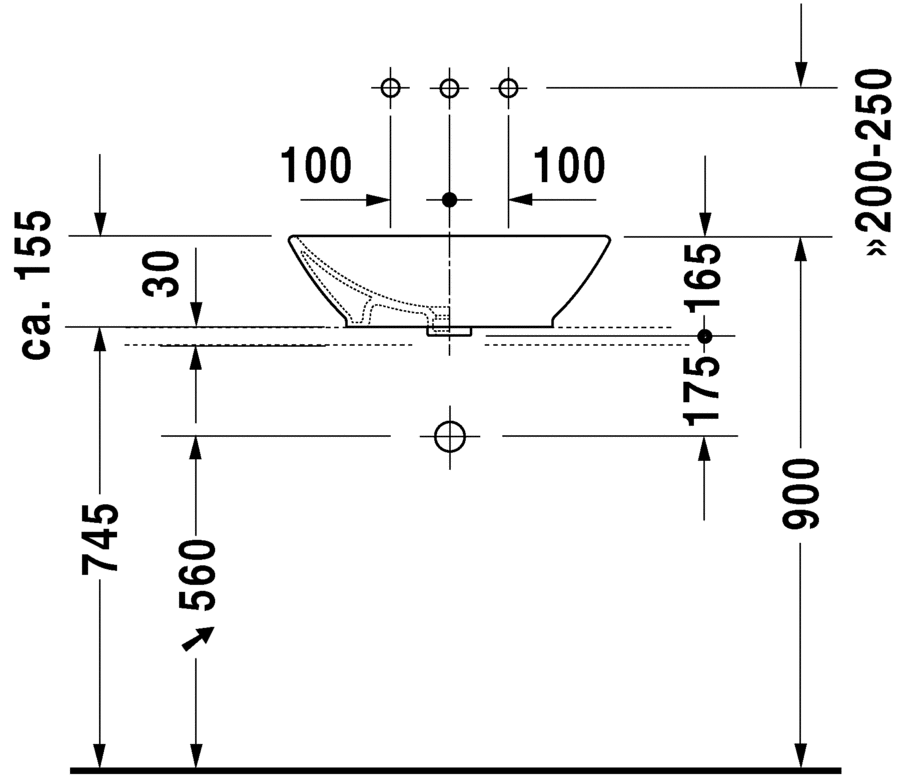 Раковина Duravit ME by Starck накладная 55х42 033452 схема 3