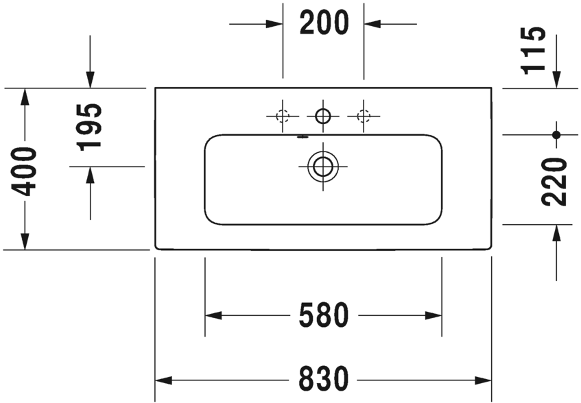 Раковина Duravit ME by Starck 83х40 234283 схема 1