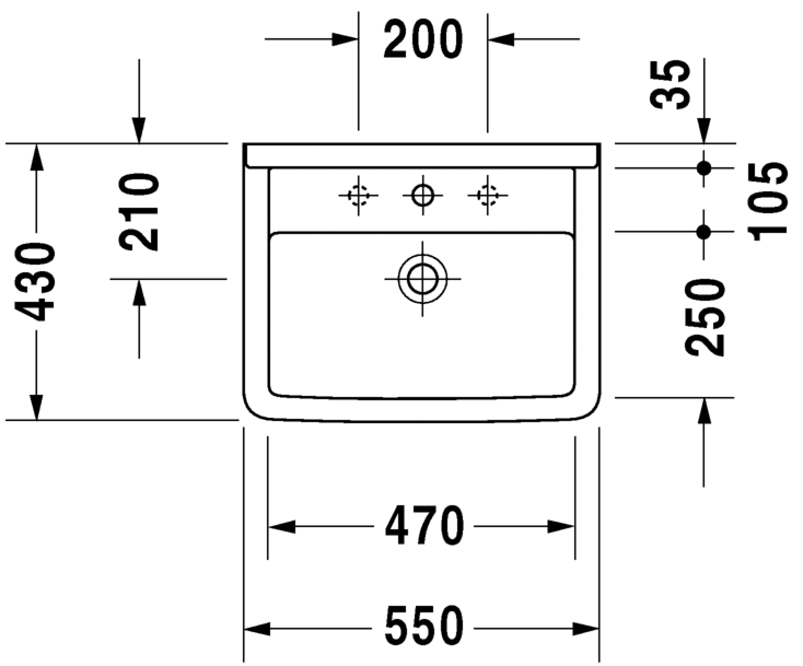 Раковина для ванной Duravit Starck 3 030055 55х43 см схема 1