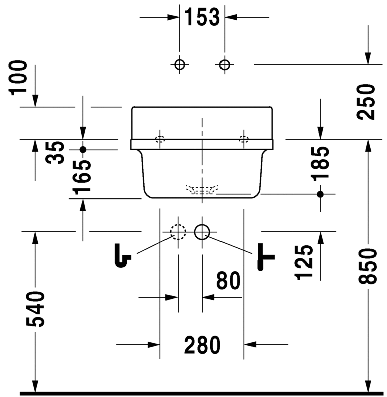 Раковина Duravit Starck 3 Рабочая 48х42,5 031348 схема 3