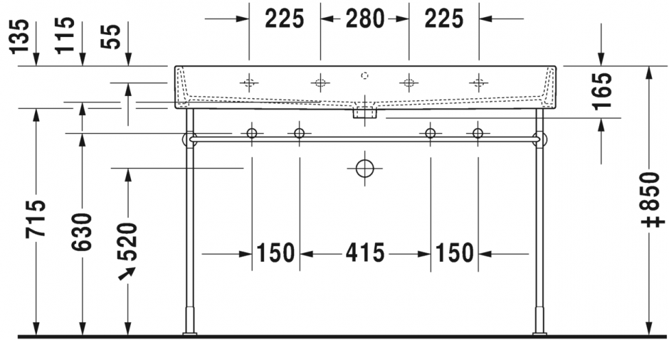 Раковина Duravit Vero Air двойная шлифованная 120х47 235012 ФОТО