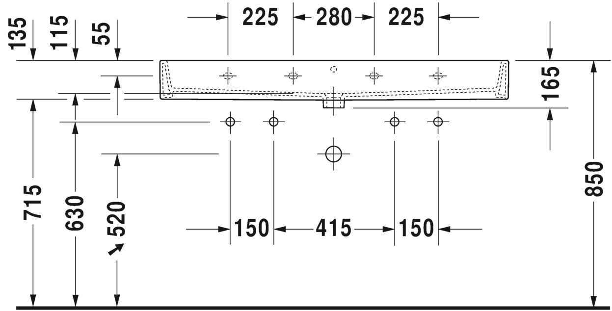 Раковина Duravit Vero Air двойная 120х47 235012 схема 2