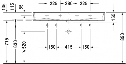 Раковина Duravit Vero Air двойная 120х47 235012 схема 2