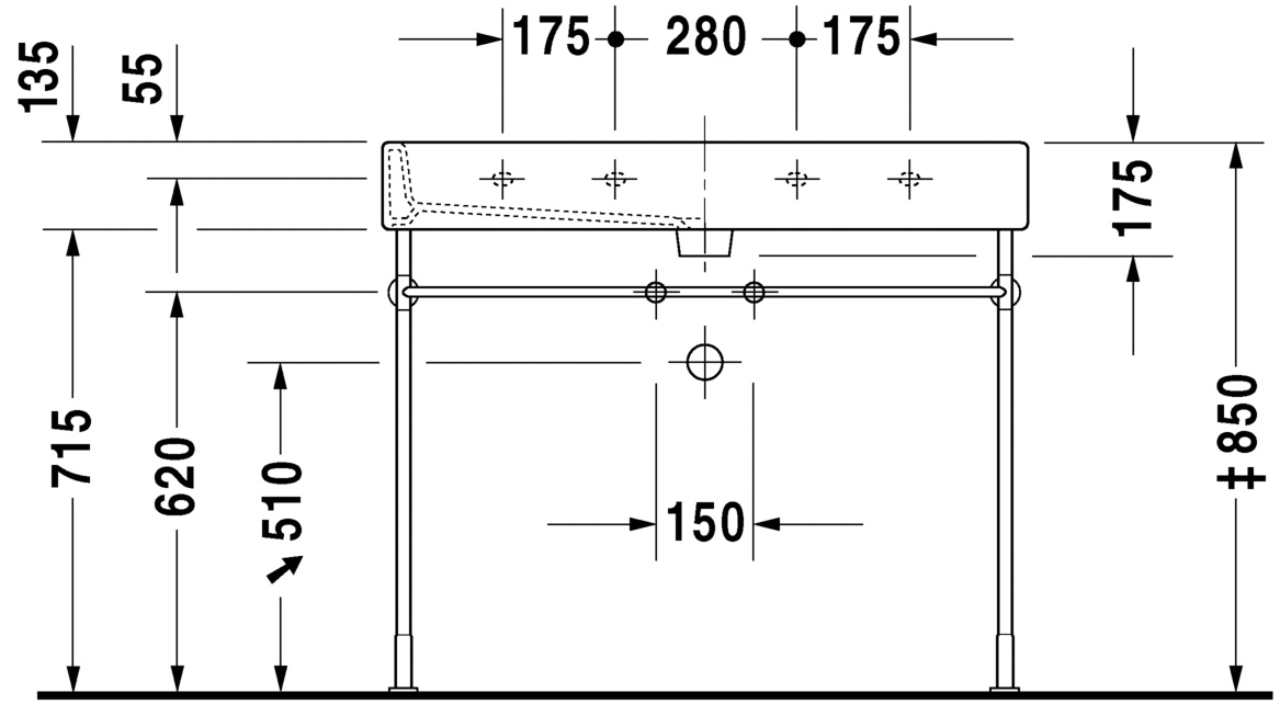 Раковина Duravit Vero 100х47 045410 схема 3