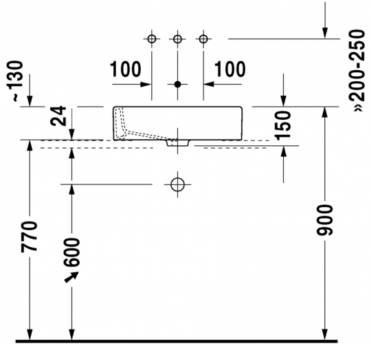 Раковина Duravit Vero накладная 50х38 045550 схема 2