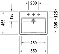 Раковина Duravit Vero встраиваемая 55х46,5 031555 схема 1