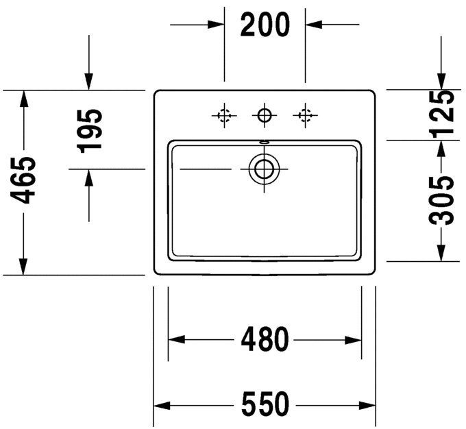 Раковина Duravit Vero встраиваемая 55х46,5 031555 схема 1