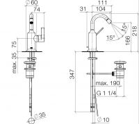 Dornbracht Vaia смеситель для биде 33600809 схема 1