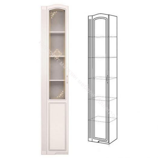 Шкаф-пенал со стеклом (левый) "Виктория" (мод.17) Белый глянец