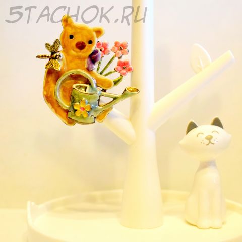 Брошь "Мишутка-цветовод" (США)