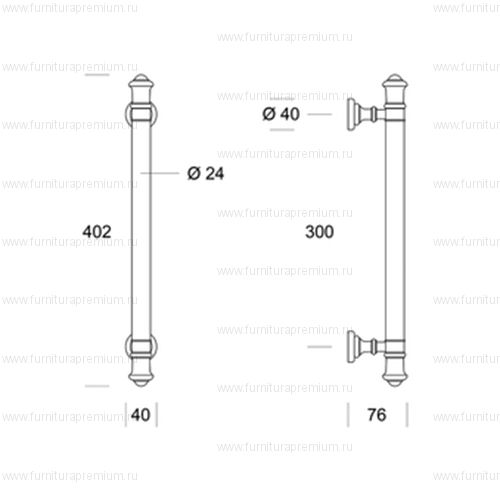 Ручка-скоба Salice Paolo Tudor 2600. Длина 402 мм.