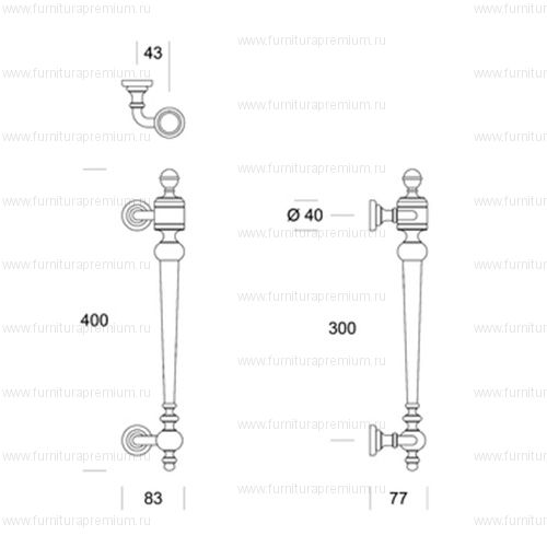 Ручка-скоба Salice Paolo Victoria 3033B. Длина 400 мм.