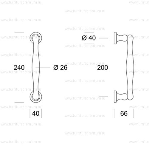 Ручка-скоба Salice Paolo York 2602B. Длина 240 мм.