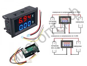 Вольтамперметр OT-INM01 DC 0-100B 0-10A