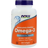 Now Foods, Омега-3, 200 капсул