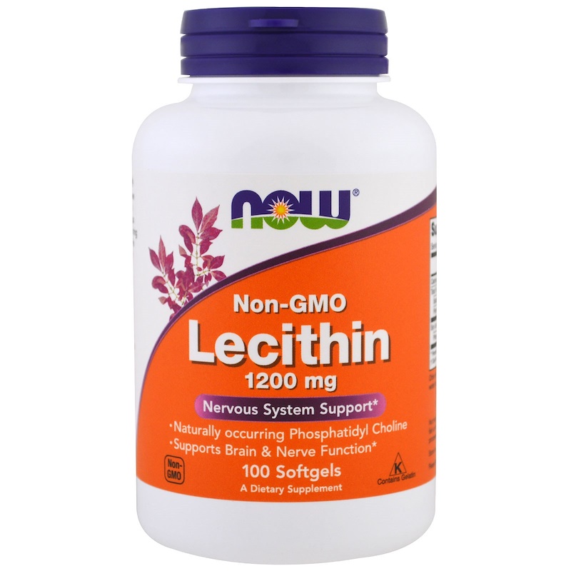 Now Foods, Лецитин (Lecithin), 1200 мг, 100 капсул