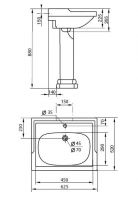 Раковина с пьедесталом Cezares Laredo CZR-398-T 62,5х52 схема 2