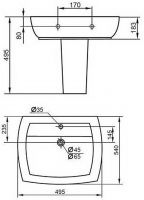 Раковина с полупьедесталом Cezares Flamingo 49,5х54 схема 1