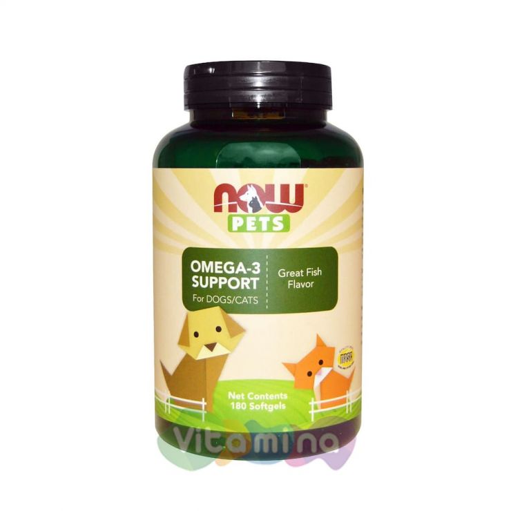 Now Foods Pets Омега 3 для собак и кошек, 180 капсул.