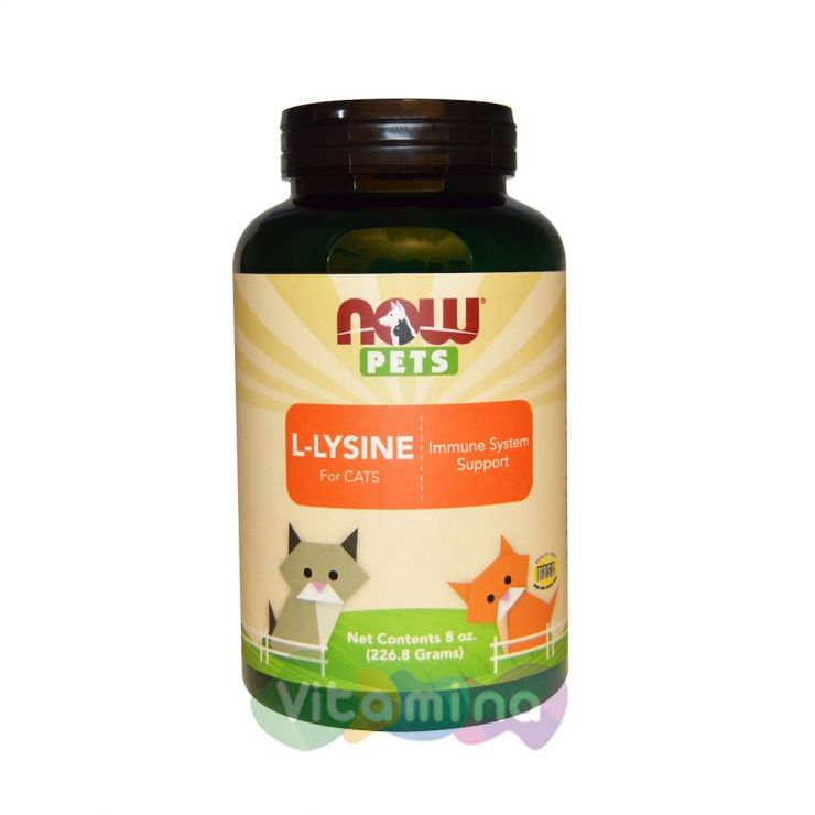 Now Foods Pets Лизин для котов и кошек, 227 гр.
