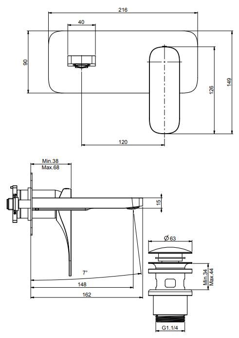 Fima carlo frattini Quad смеситель для раковины F3741X5 схема 1