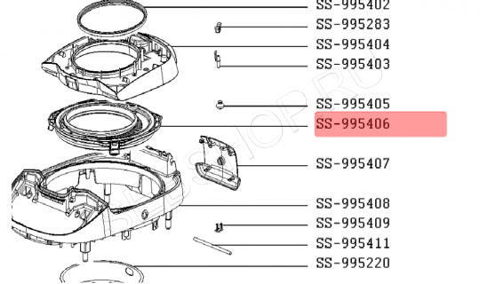 Крышка (нижняя часть) мультиварки TEFAL (Тефаль) RK812. Артикул SS-995406