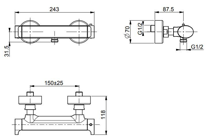 Fima carlo frattini Fimatherm смеситель для душа F4225/1 схема 1